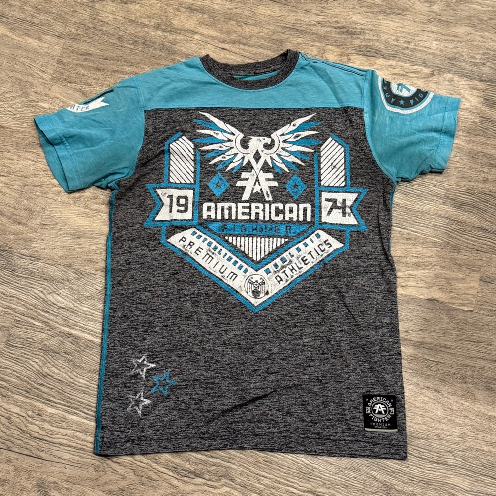 American Fighter Buckle Teal & Charcoal Graphic Short Sleeve Tee